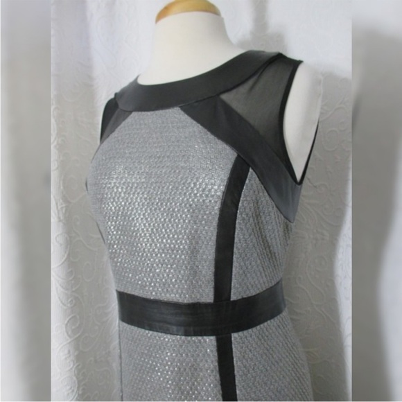 MILLY Metallic Dress with leather trim. - Picture 3 of 6